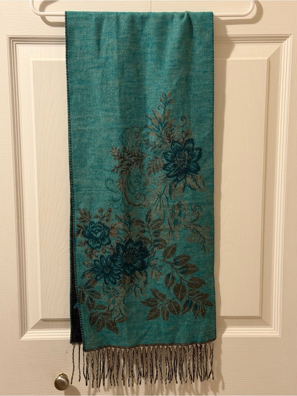 Scottish Cashmere Reversible Floral Fringe Scarf